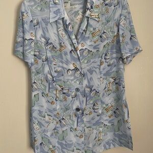 Blue Patterned Women's Top